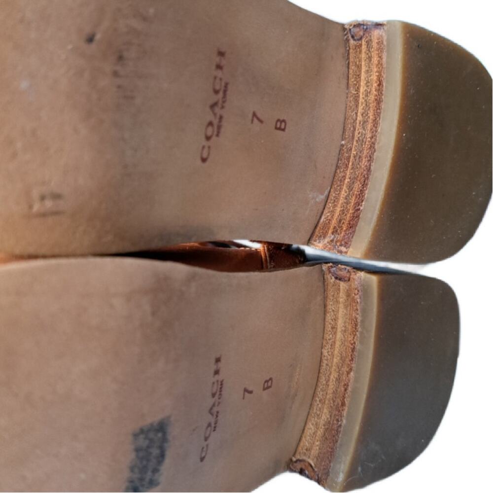 COACH Micha Leather Tall Riding Boots Size 7 Cinnamon Brown - Picture 11 of 11
